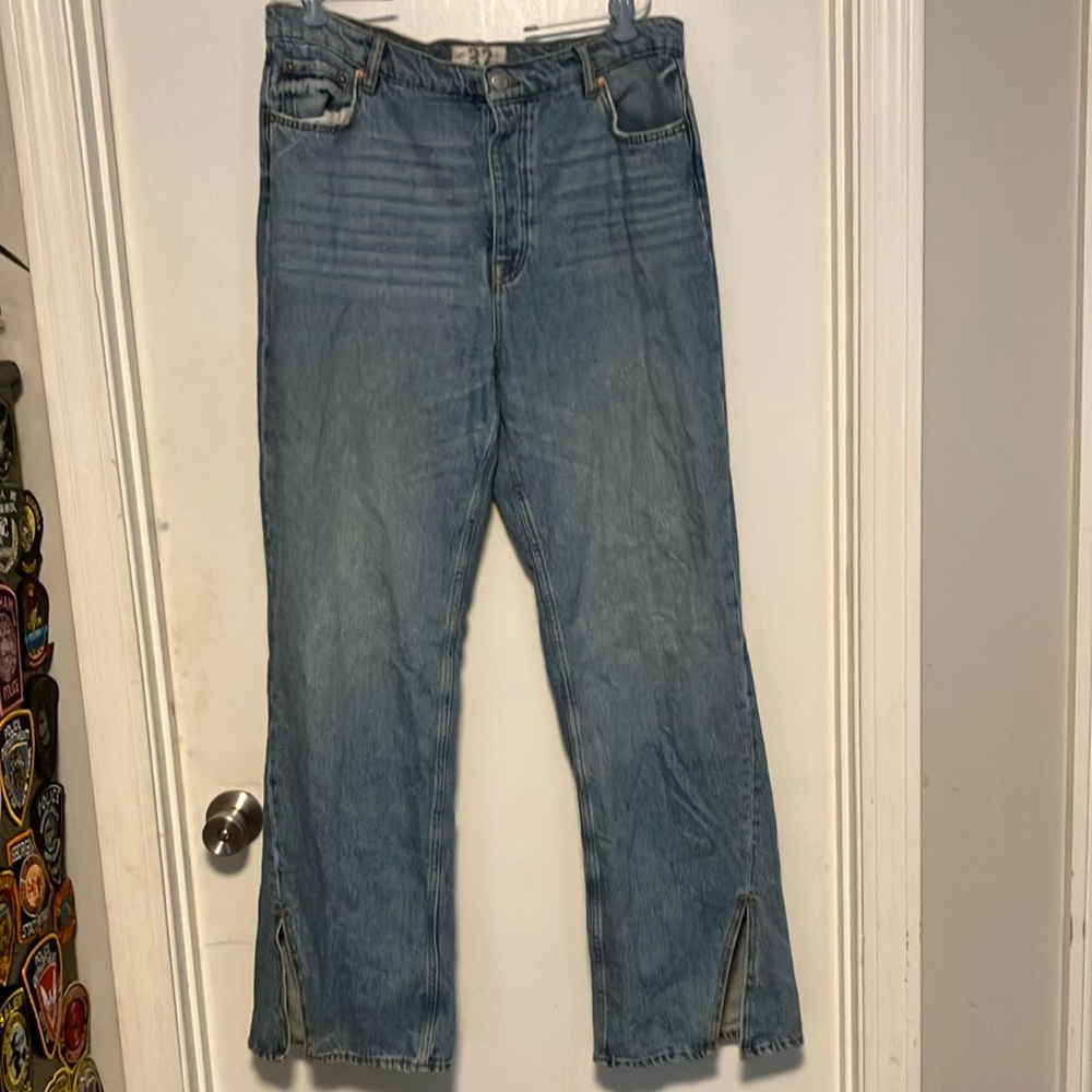 NWOT We The Free Blue Denim Jeans with Slit Hem size 32